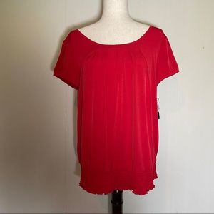 AGB Blouse, banded waist band, Red, NWT